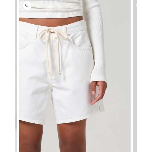 New Citizens of Humanity Brynn Drawstring Jean Shorts in Fresco White 27 - Picture 10 of 14